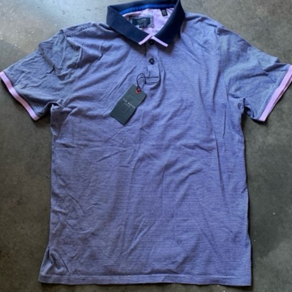 Ted Baker Purple Polo Shirt with Pink Accents
